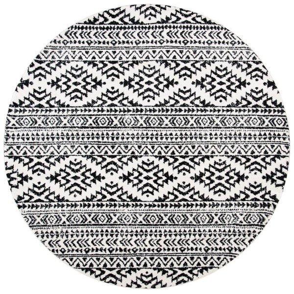 6 ft.-7 in. x 6 ft.-7 in. Tulum 200 Power Loomed Round RugIvory & Black, Safavieh, Mfr#: TUL272B-7R